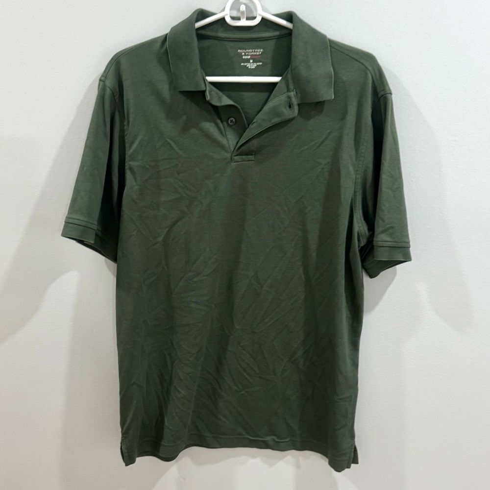 Roundtree & Yorke Travel Smart Polo Shirt Medium Green Mens Performance
